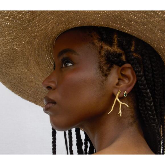 Mignon Faget Coral Earrings in Bronze with Sterling Silver Post Dangle Statement - Picture 2 of 7